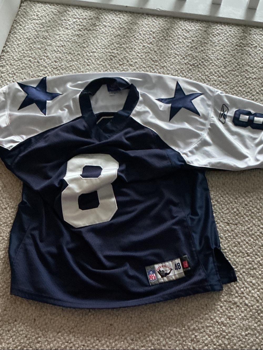 Reebok men’s Dallas cowboys football jersey Troy Aikman 8 throwback retro